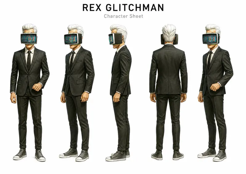 Rex Glitchman character turnaround